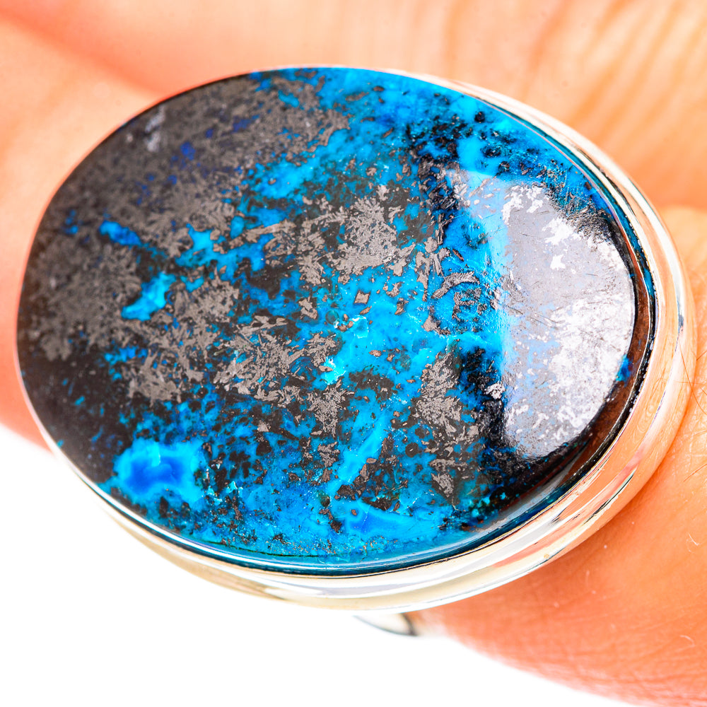 Ciondolo Artigianale In Argento 925 Con Shattuckite Divina, Pietra Blu Ovale, Fatto A Mano India