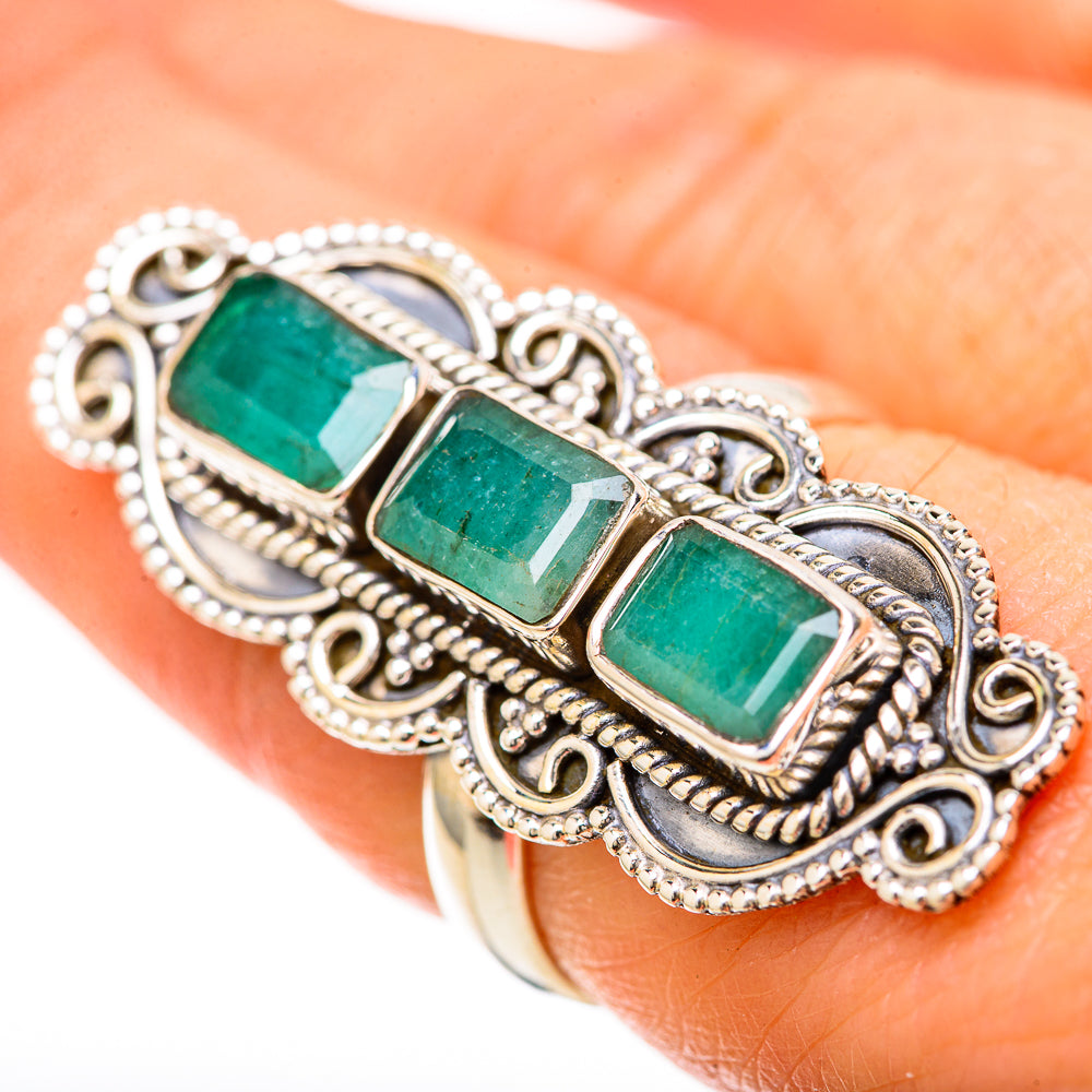 Zambian Emerald Rings handcrafted by Ana Silver Co - RING128628 - Photo 3
