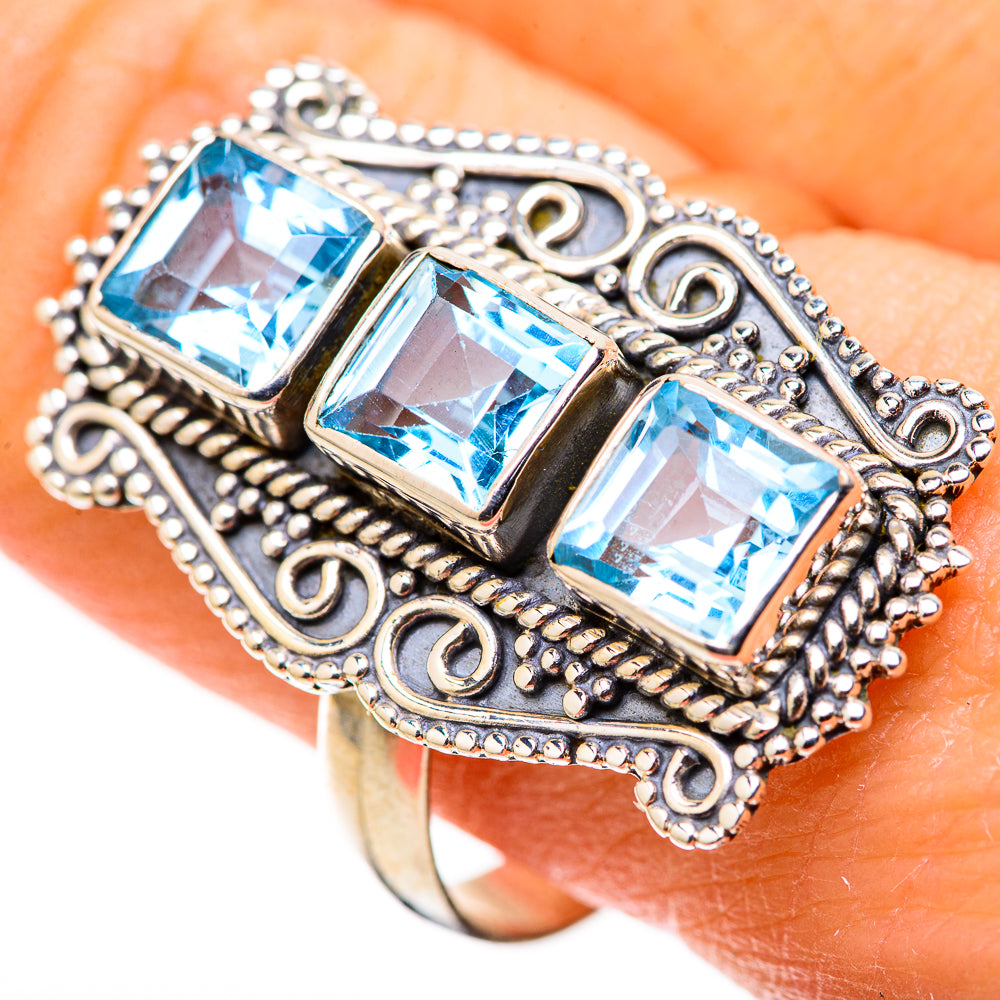 Blue Topaz Rings handcrafted by Ana Silver Co - RING128687 - Photo 3