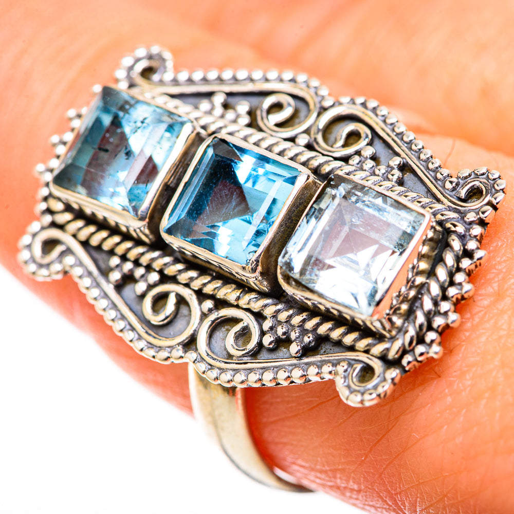 Blue Topaz Rings handcrafted by Ana Silver Co - RING128807 - Photo 3