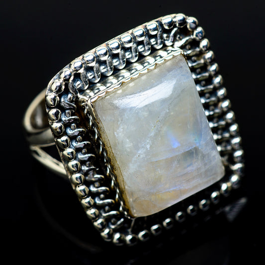 Rainbow Moonstone Rings handcrafted by Ana Silver Co - RING14666