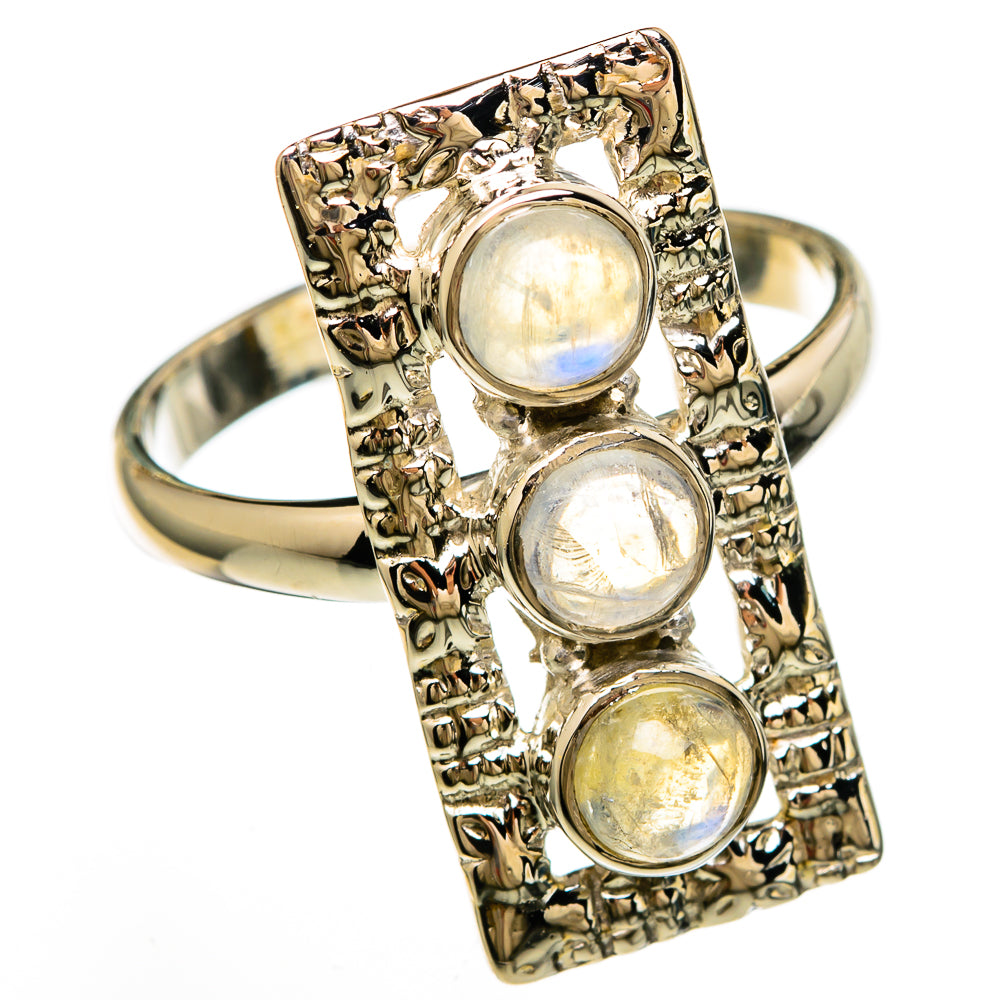 Rainbow Moonstone Rings handcrafted by Ana Silver Co - RING100620