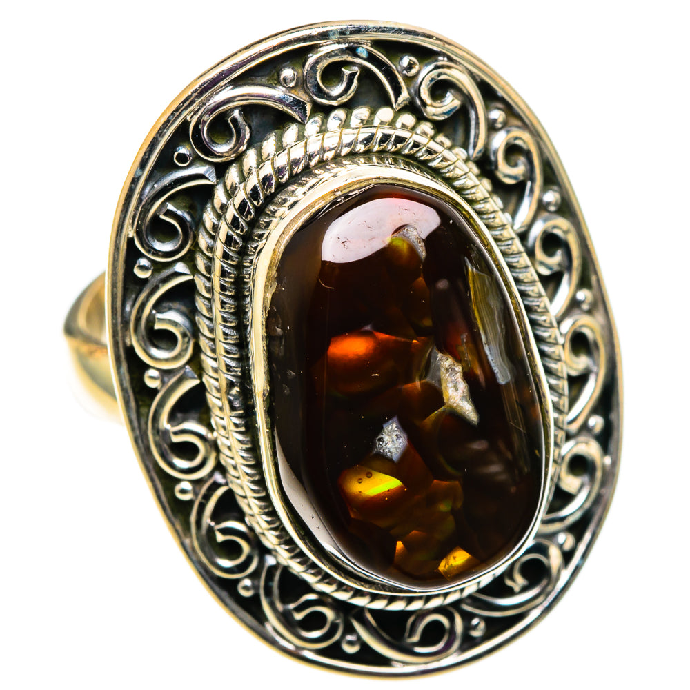 Mexican Fire Agate Rings handcrafted by Ana Silver Co - RING100730