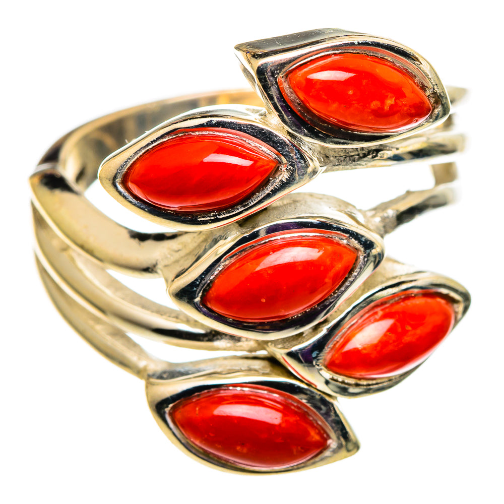 Mediterranean Red Coral Rings handcrafted by Ana Silver Co - RING100786 - Photo 2
