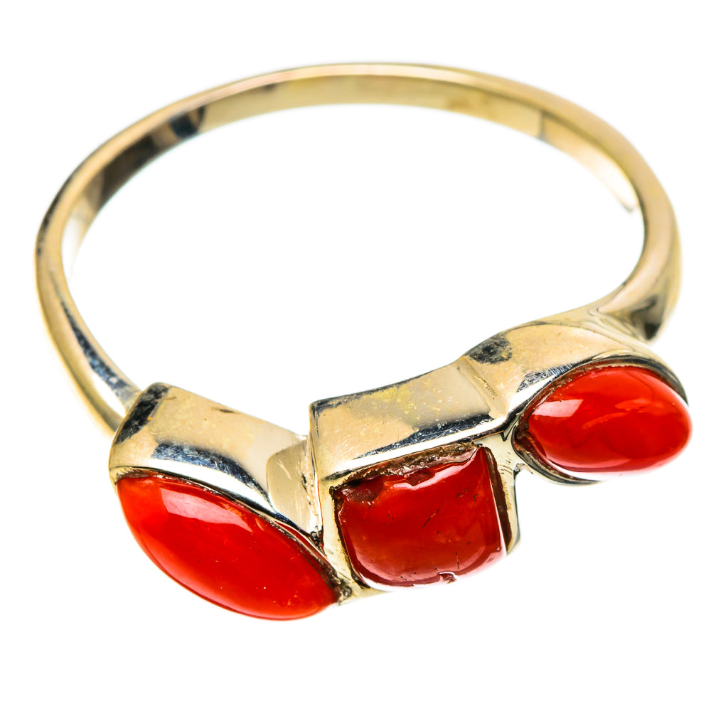 Mediterranean Red Coral Rings handcrafted by Ana Silver Co - RING100854 - Photo 2