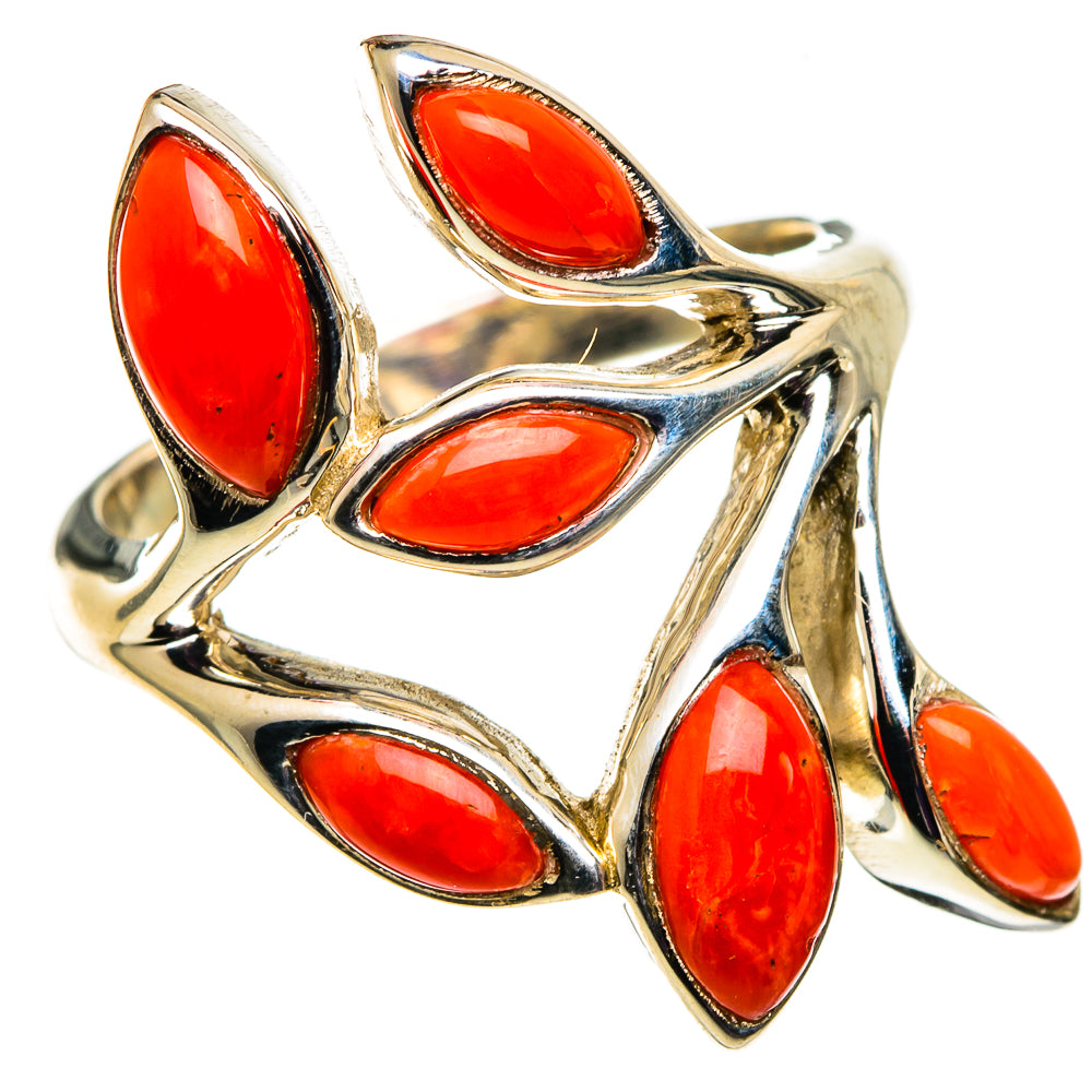 Mediterranean Red Coral Rings handcrafted by Ana Silver Co - RING100855 - Photo 2