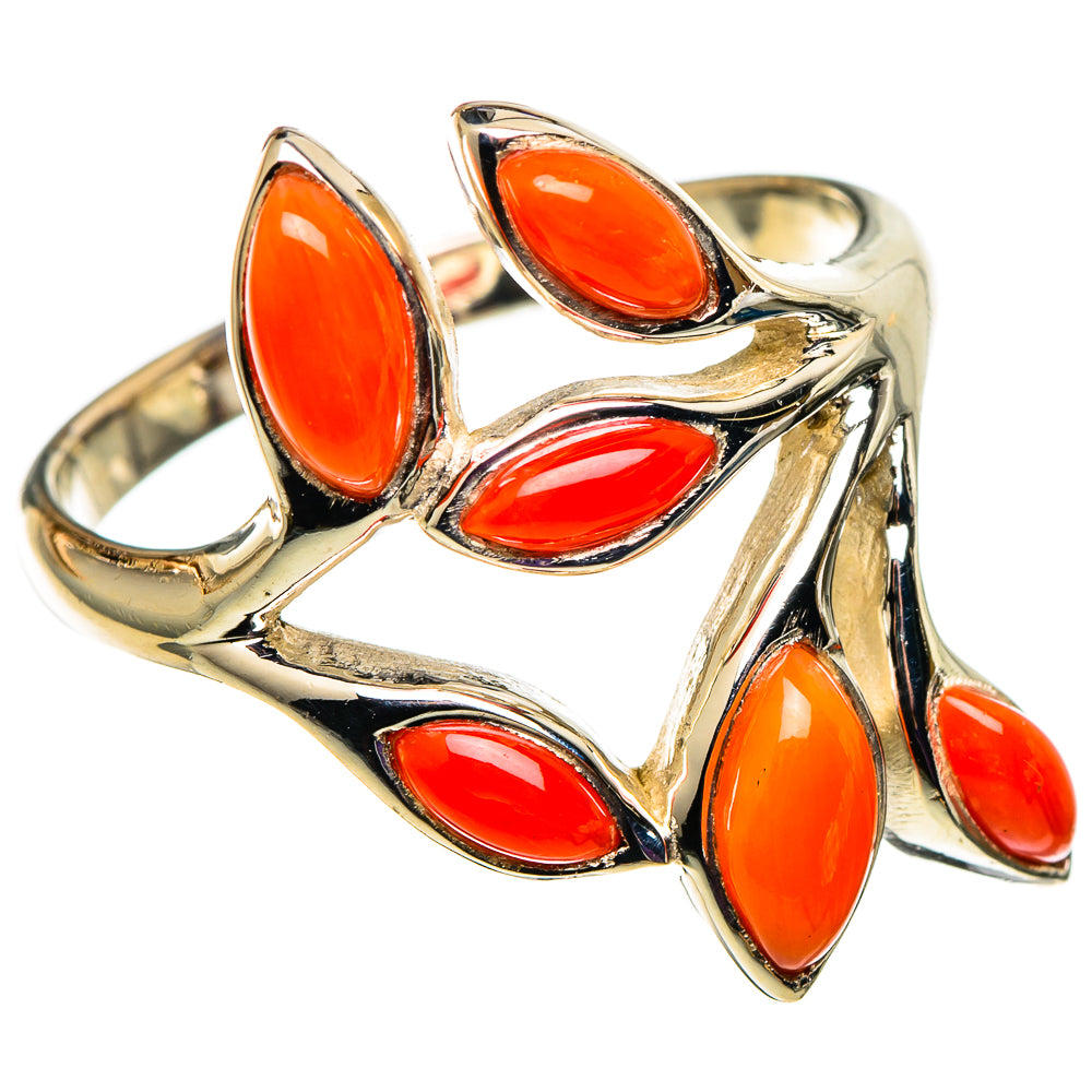 Mediterranean Red Coral Rings handcrafted by Ana Silver Co - RING100876 - Photo 2