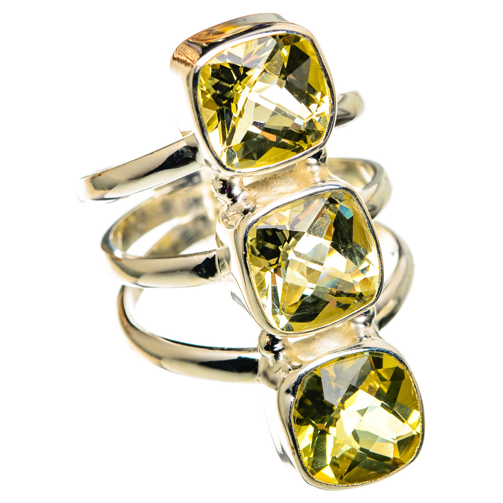 925 sterling silver ring with three faceted oval citrine stones in a stacked setting