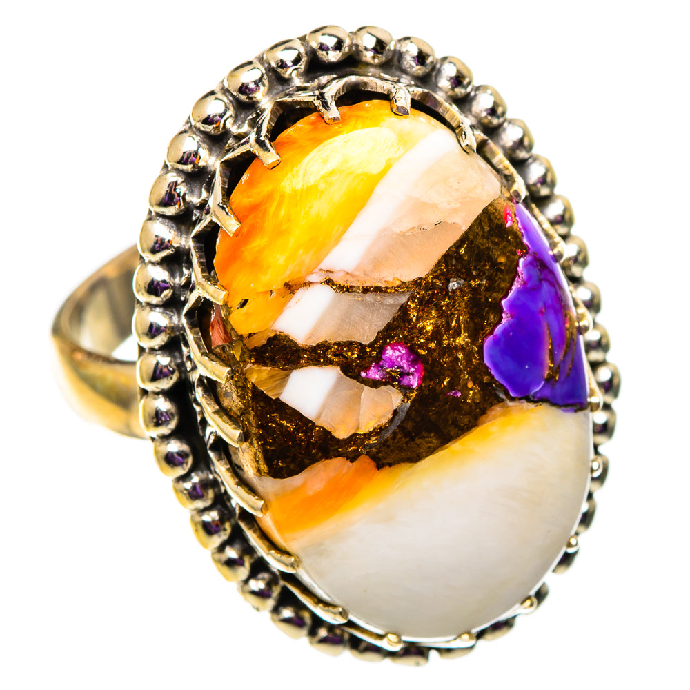 Spiny Oyster Turquoise Rings handcrafted by Ana Silver Co - RING100957 - Photo 2