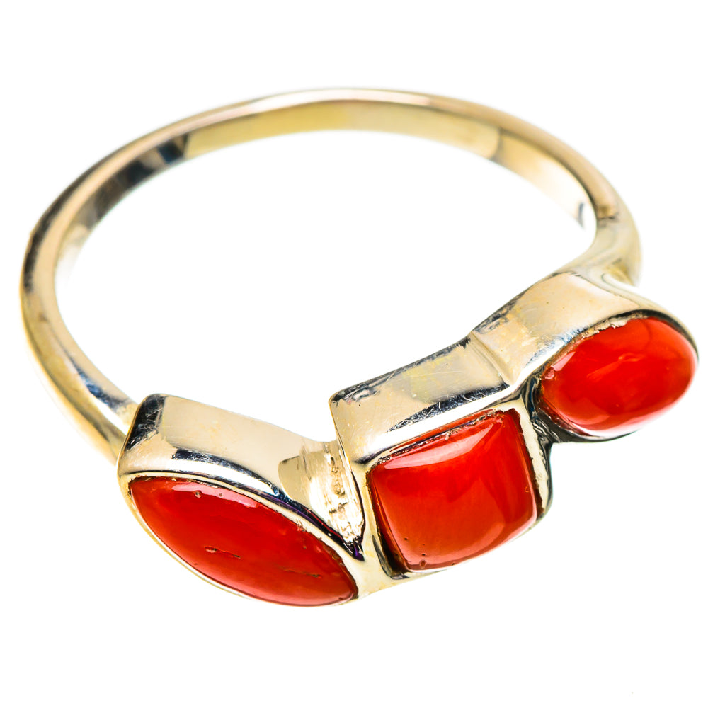 Mediterranean Red Coral Rings handcrafted by Ana Silver Co - RING101006 - Photo 2