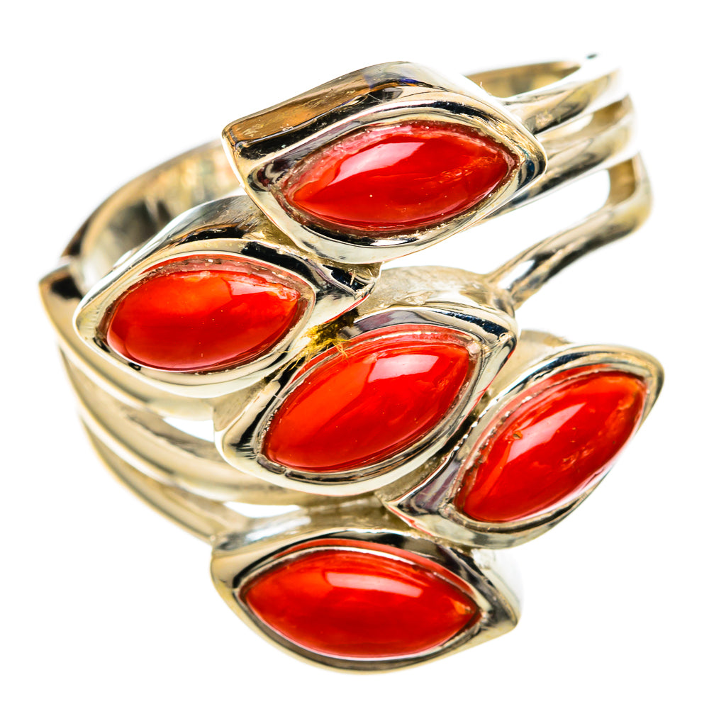 Mediterranean Red Coral Rings handcrafted by Ana Silver Co - RING101040 - Photo 2