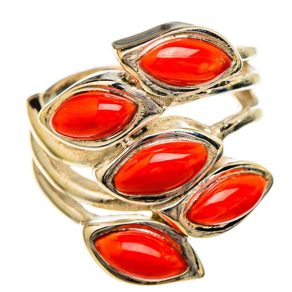 Mediterranean Red Coral Rings handcrafted by Ana Silver Co - RING101138 - Photo 2
