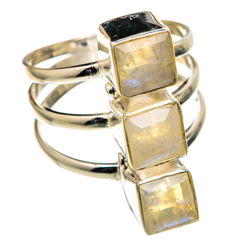 Rainbow Moonstone Rings handcrafted by Ana Silver Co - RING101393