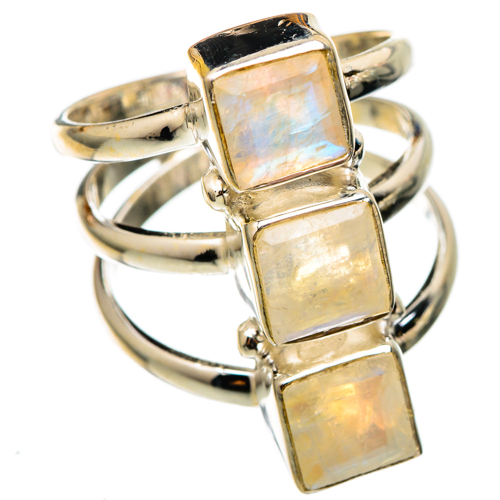 Rainbow Moonstone Rings handcrafted by Ana Silver Co - RING101416