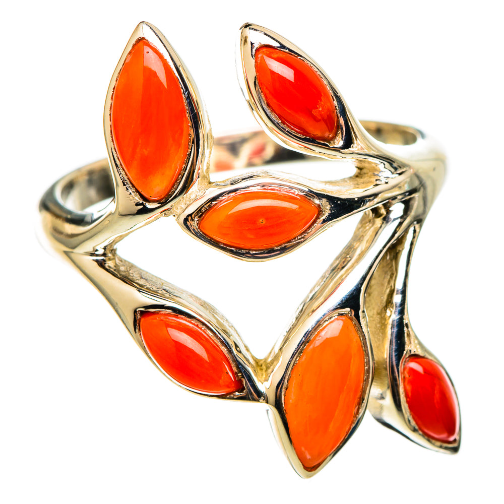 Mediterranean Red Coral Rings handcrafted by Ana Silver Co - RING101430 - Photo 2