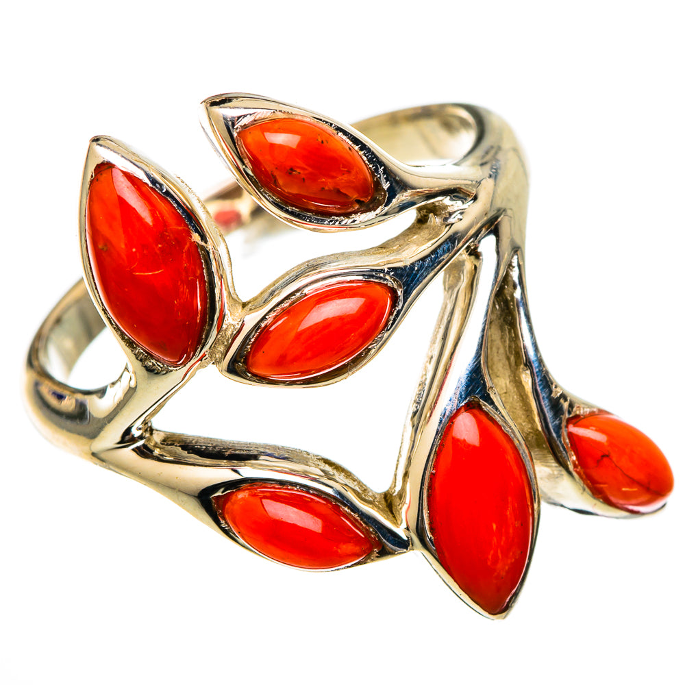 Mediterranean Red Coral Rings handcrafted by Ana Silver Co - RING101642 - Photo 2