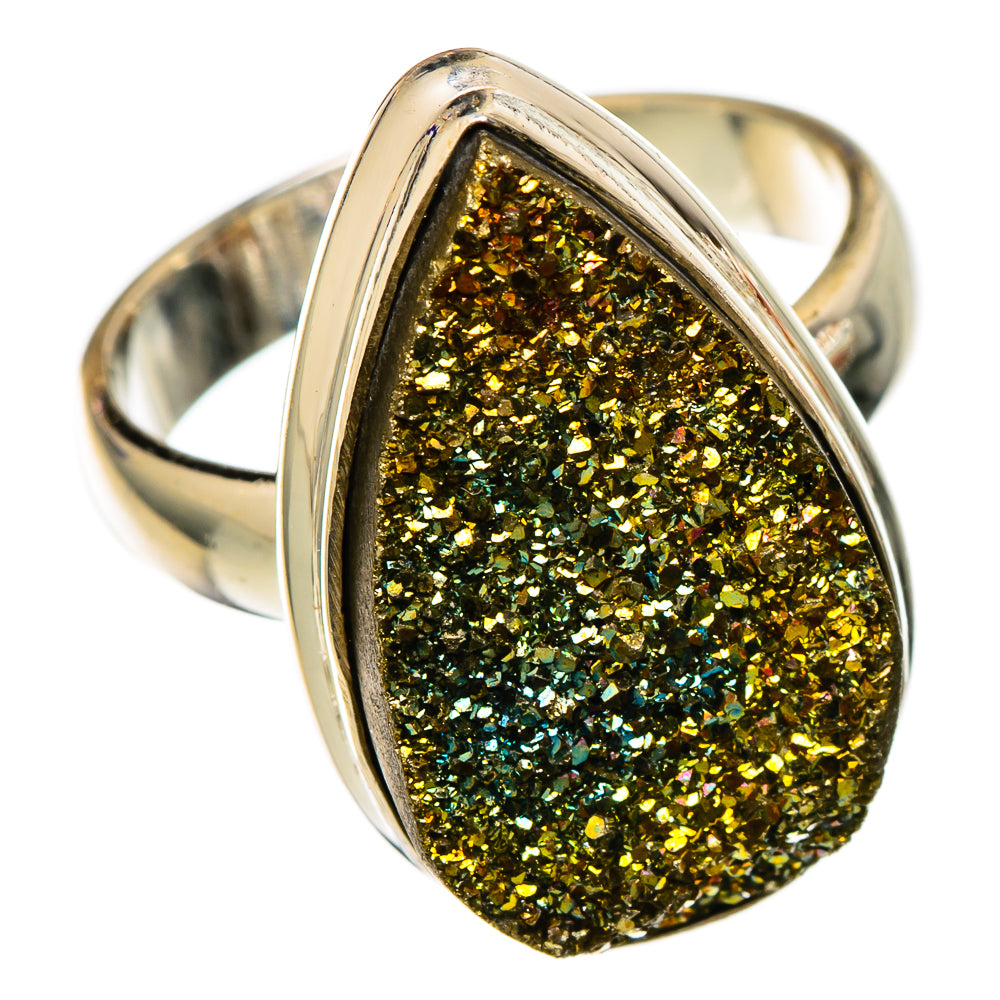 Spectro Pyrite Druzy Rings handcrafted by Ana Silver Co - RING101647