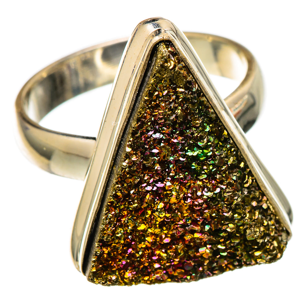 Spectro Pyrite Druzy Rings handcrafted by Ana Silver Co - RING101698