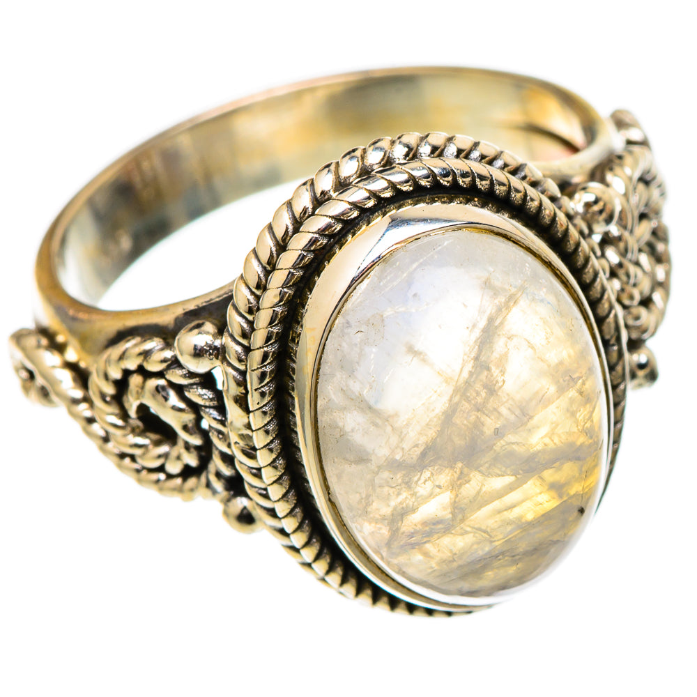 Rainbow Moonstone Rings handcrafted by Ana Silver Co - RING101784