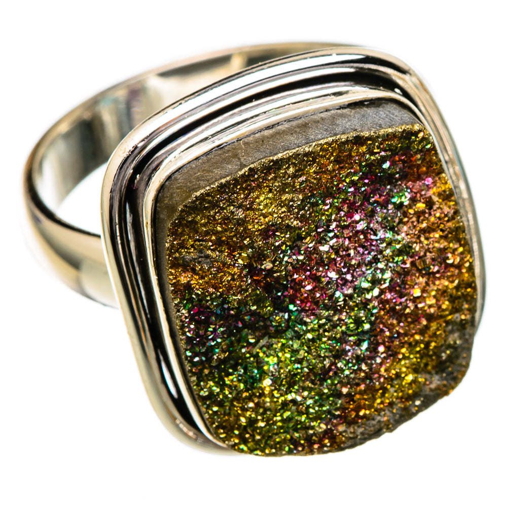 Spectro Pyrite Druzy Rings handcrafted by Ana Silver Co - RING101945 - Photo 2