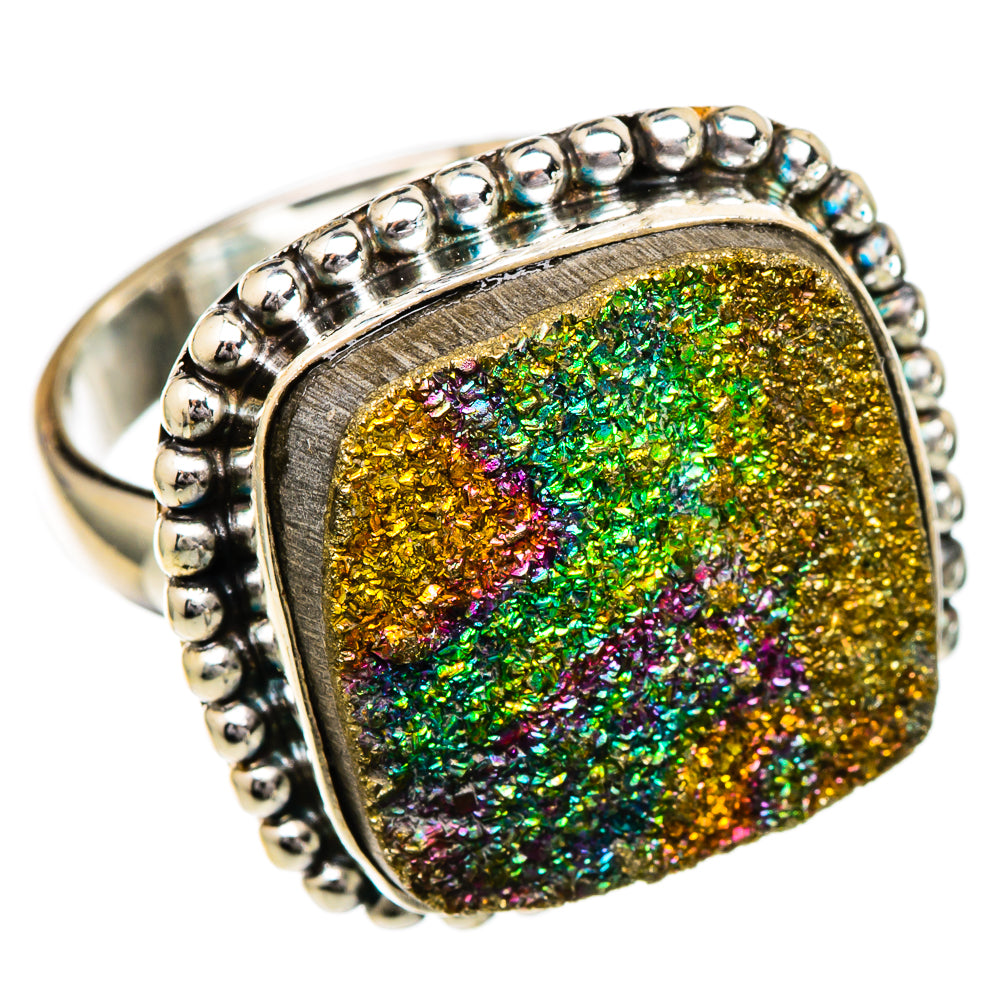 Spectro Pyrite Druzy Rings handcrafted by Ana Silver Co - RING101946