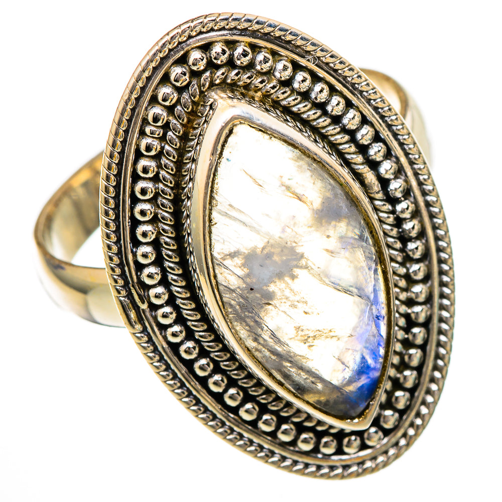 Rainbow Moonstone Rings handcrafted by Ana Silver Co - RING102022