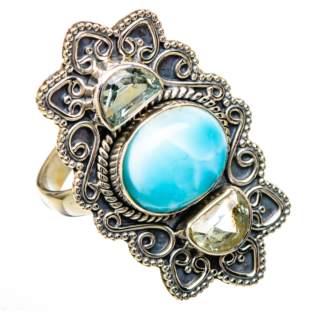 Larimar, Blue Topaz Rings handcrafted by Ana Silver Co - RING102137 - Photo 2