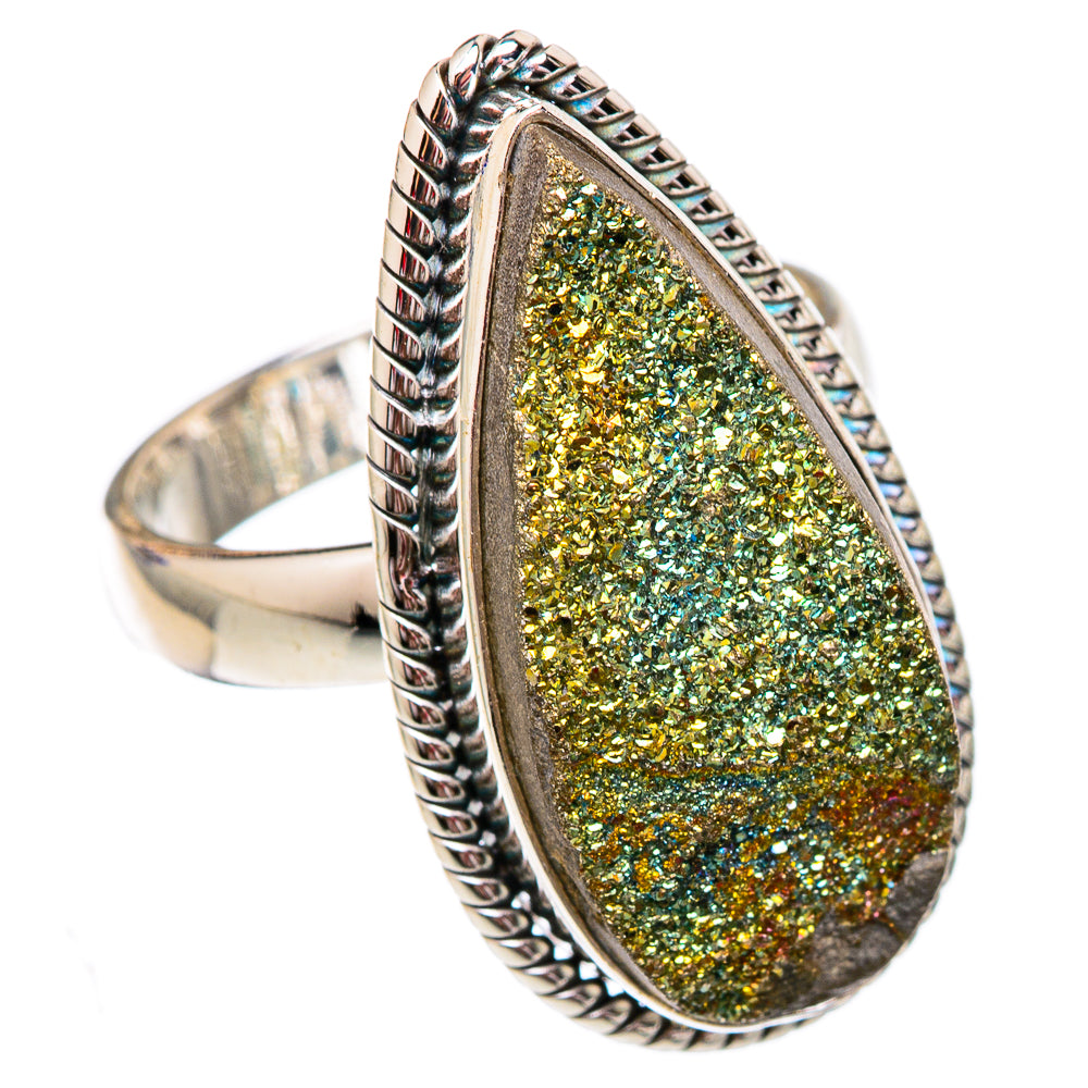 Spectro Pyrite Druzy Rings handcrafted by Ana Silver Co - RING102285