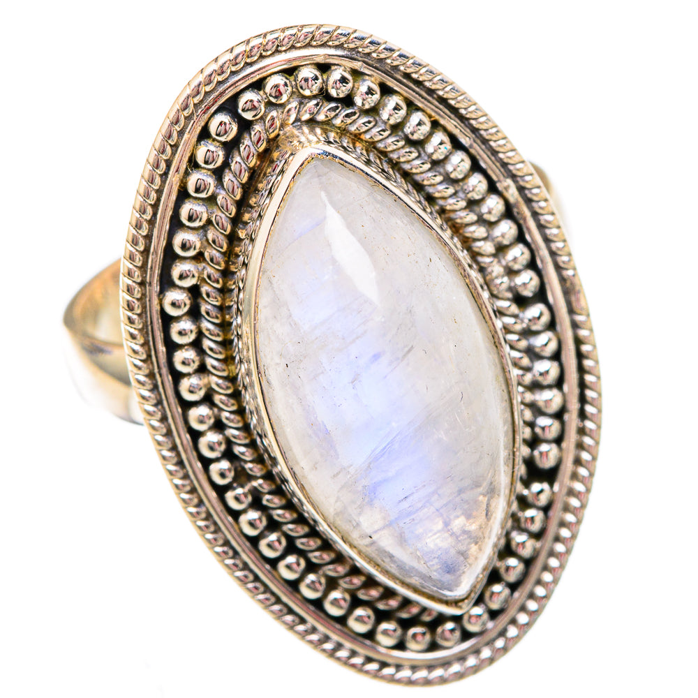 Rainbow Moonstone Rings handcrafted by Ana Silver Co - RING102499