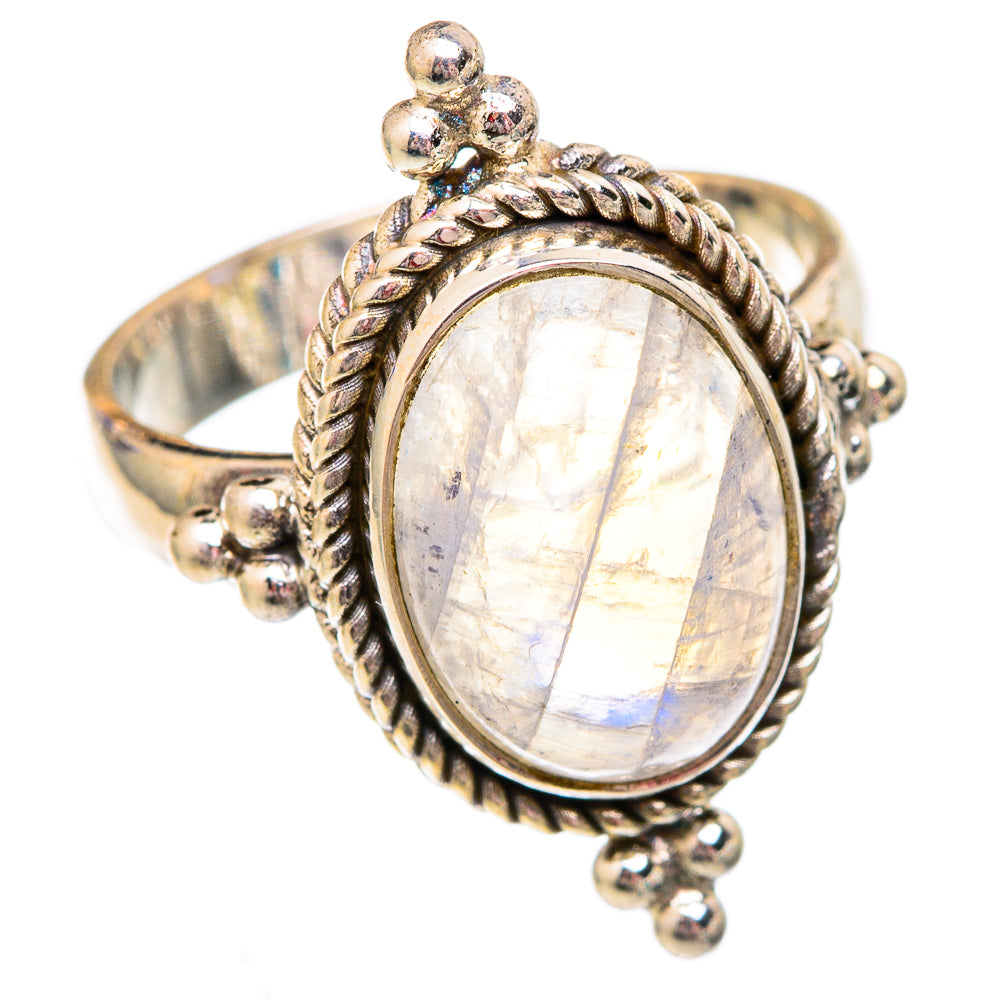 Rainbow Moonstone Rings handcrafted by Ana Silver Co - RING102504