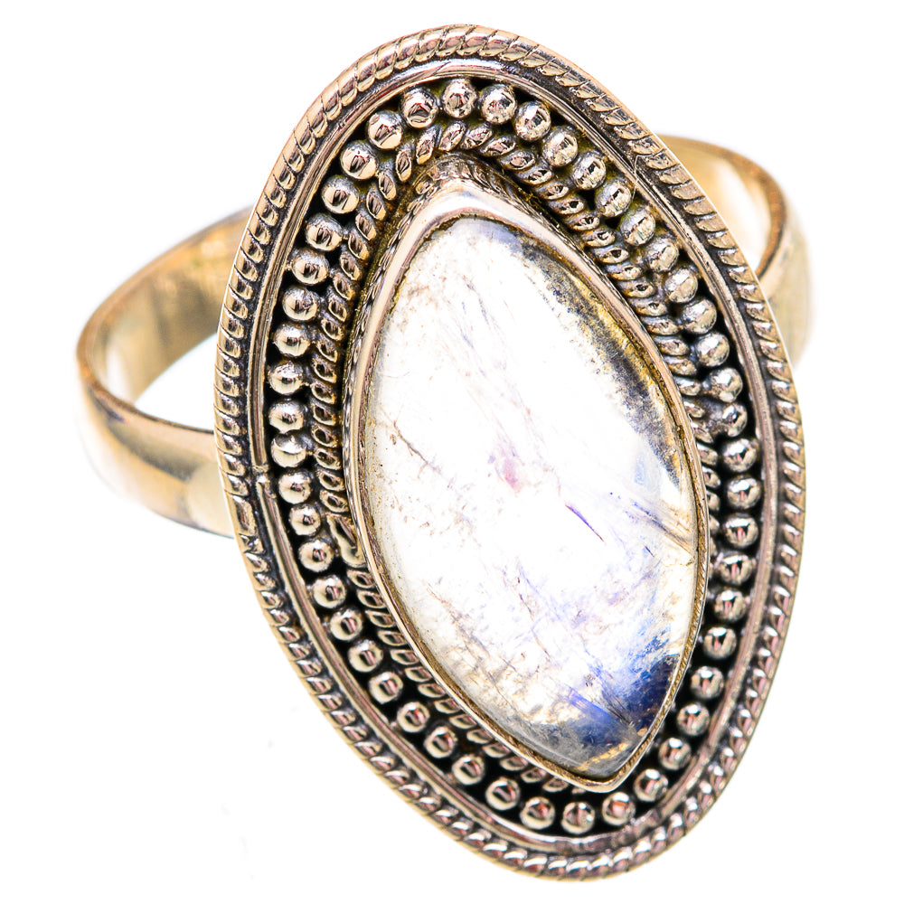 Rainbow Moonstone Rings handcrafted by Ana Silver Co - RING102522 - Photo 2