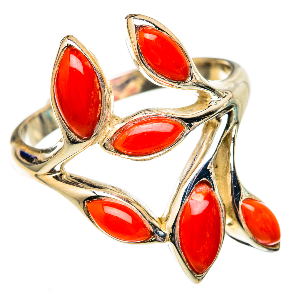 Mediterranean Red Coral Rings handcrafted by Ana Silver Co - RING102662 - Photo 2