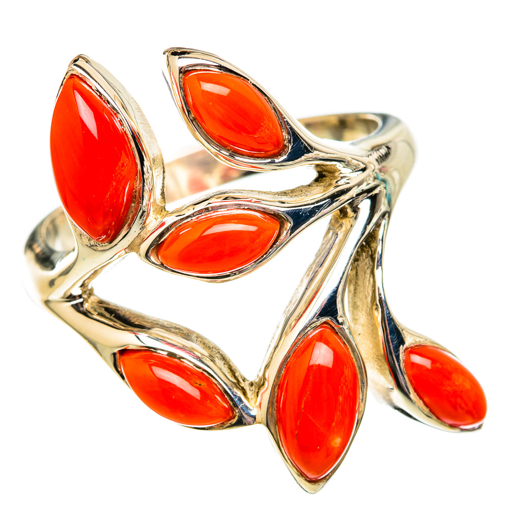 Mediterranean Red Coral Rings handcrafted by Ana Silver Co - RING102677
