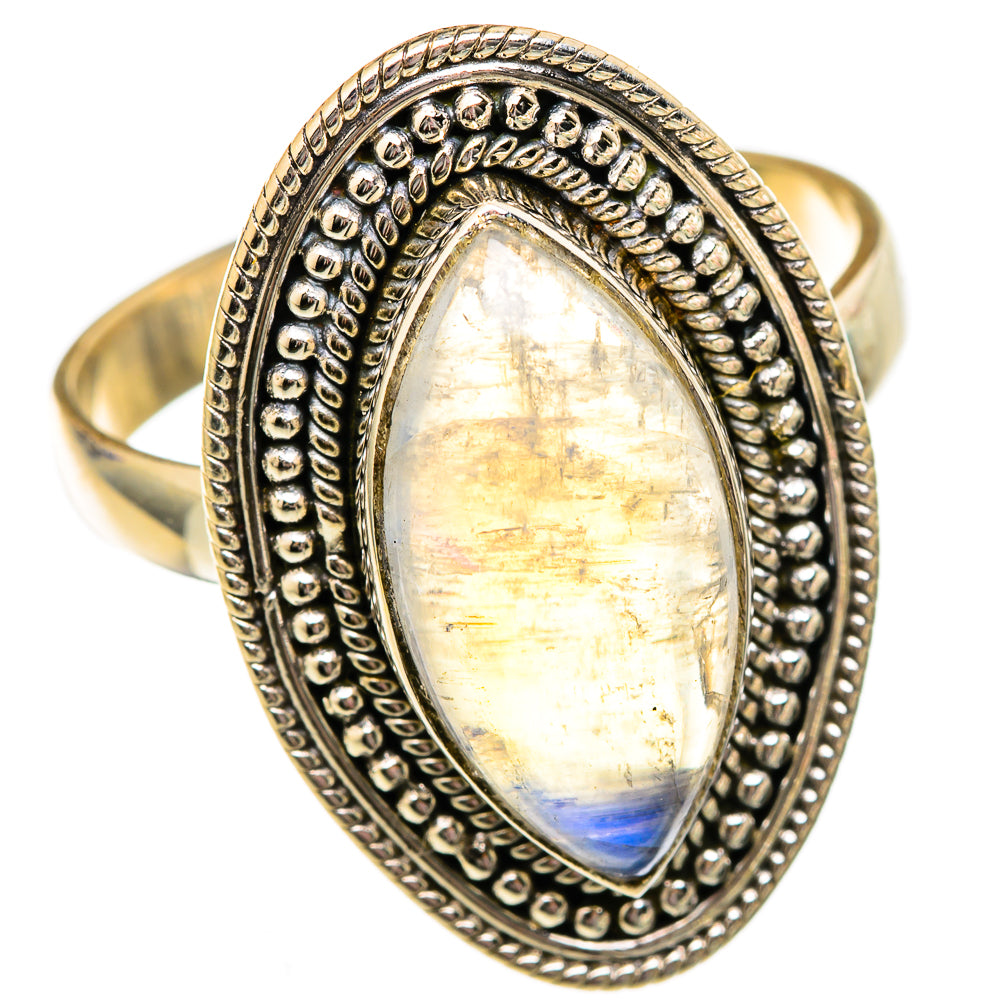 Rainbow Moonstone Rings handcrafted by Ana Silver Co - RING102717 - Photo 2