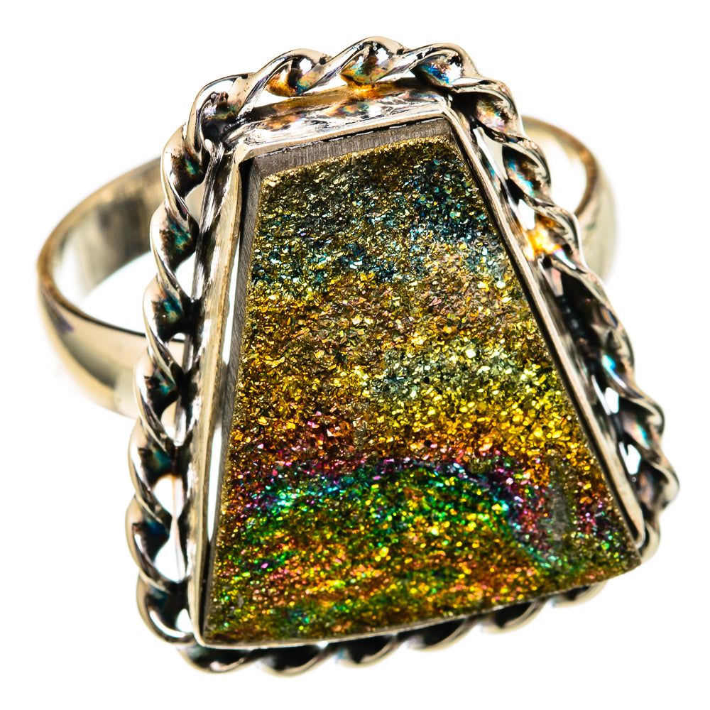 Spectro Pyrite Druzy Rings handcrafted by Ana Silver Co - RING102882 - Photo 2