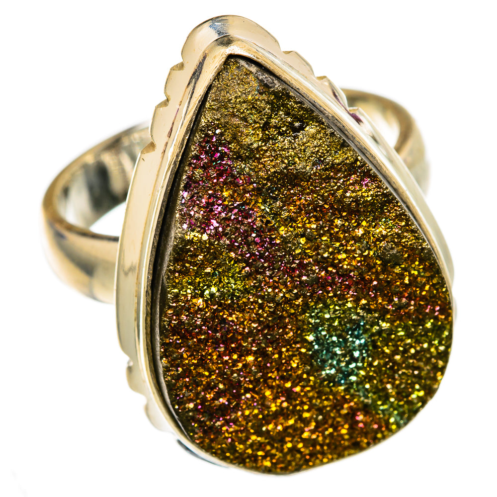 Spectro Pyrite Druzy Rings handcrafted by Ana Silver Co - RING103212 - Photo 2