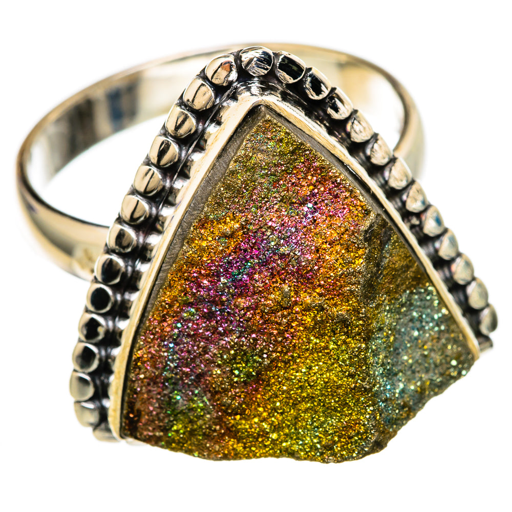 Spectro Pyrite Druzy Rings handcrafted by Ana Silver Co - RING103500 - Photo 2