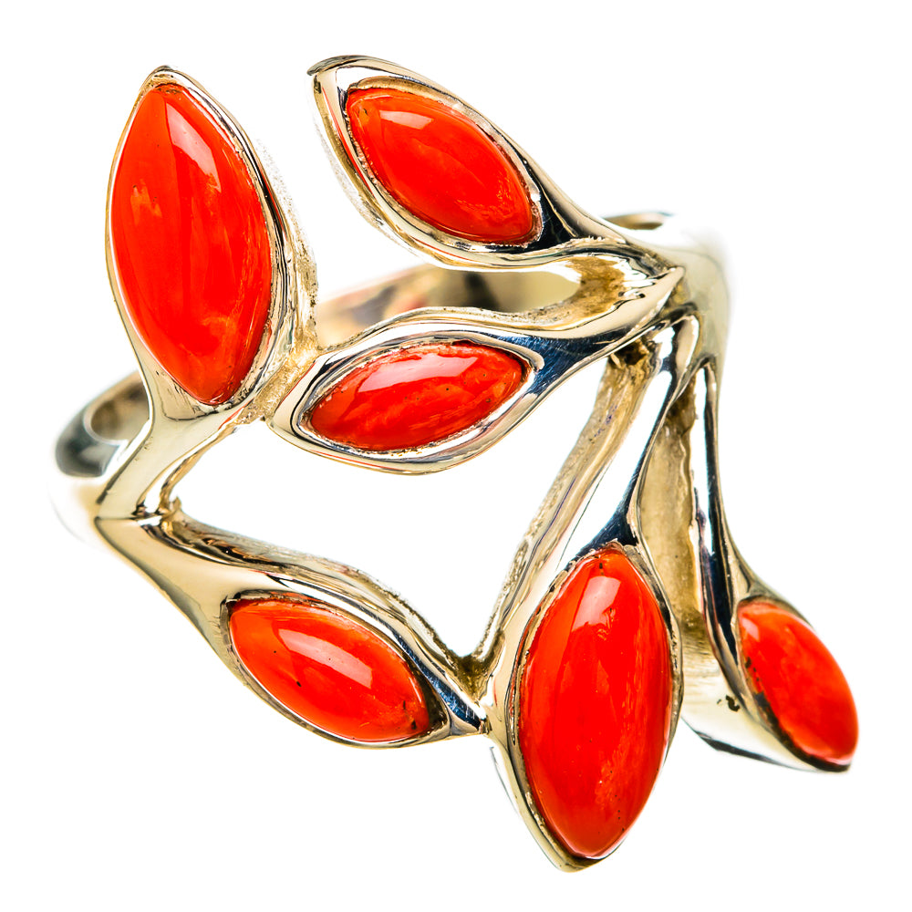 Mediterranean Red Coral Rings handcrafted by Ana Silver Co - RING103525 - Photo 2