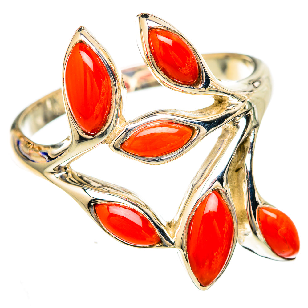 Mediterranean Red Coral Rings handcrafted by Ana Silver Co - RING103555 - Photo 2