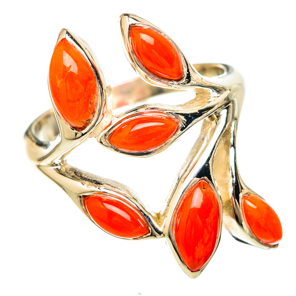 Mediterranean Red Coral Rings handcrafted by Ana Silver Co - RING103580 - Photo 2