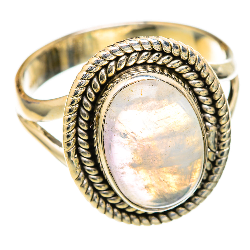 Rainbow Moonstone Rings handcrafted by Ana Silver Co - RING103622 - Photo 2