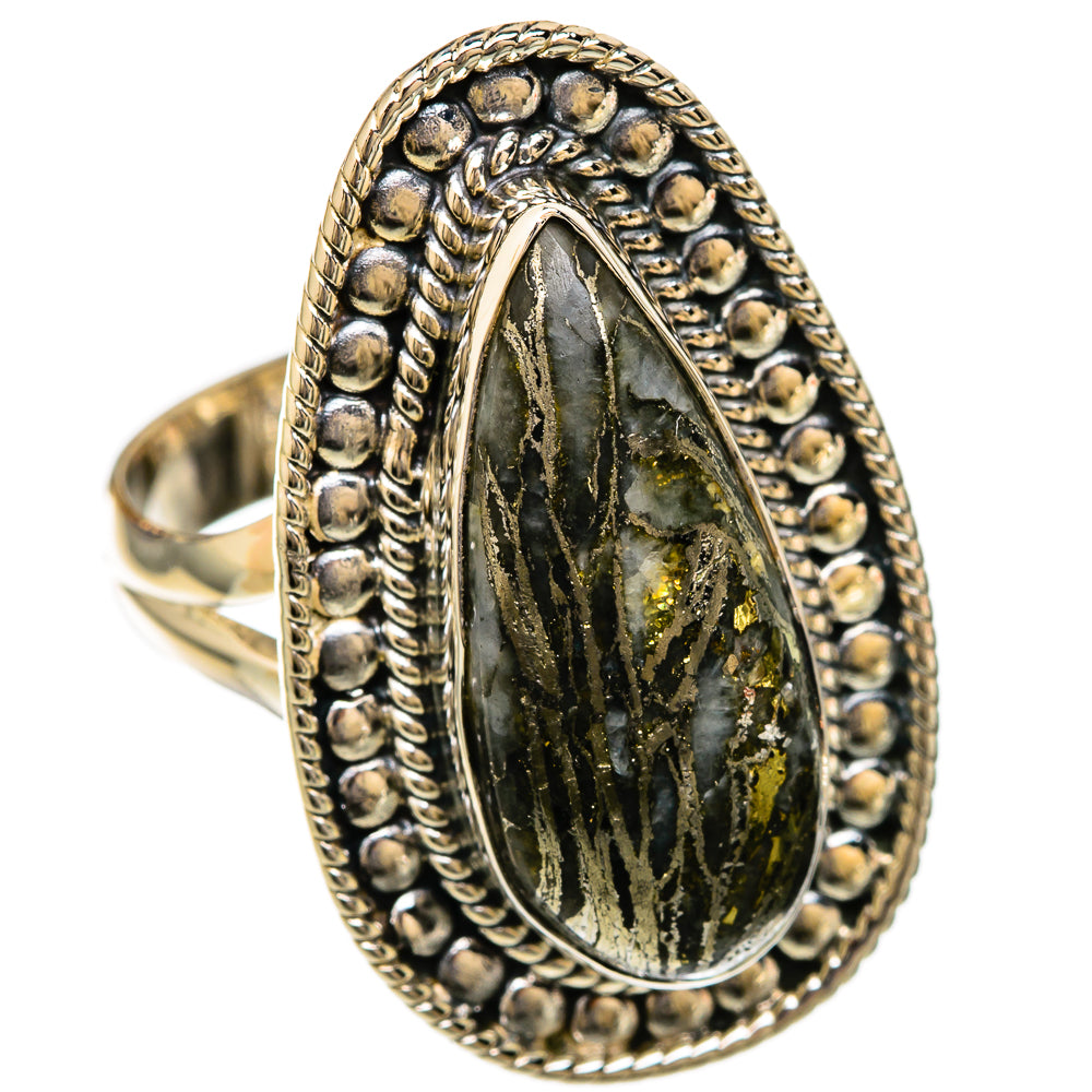 Pyrite Agate Rings handcrafted by Ana Silver Co - RING104131 - Photo 2