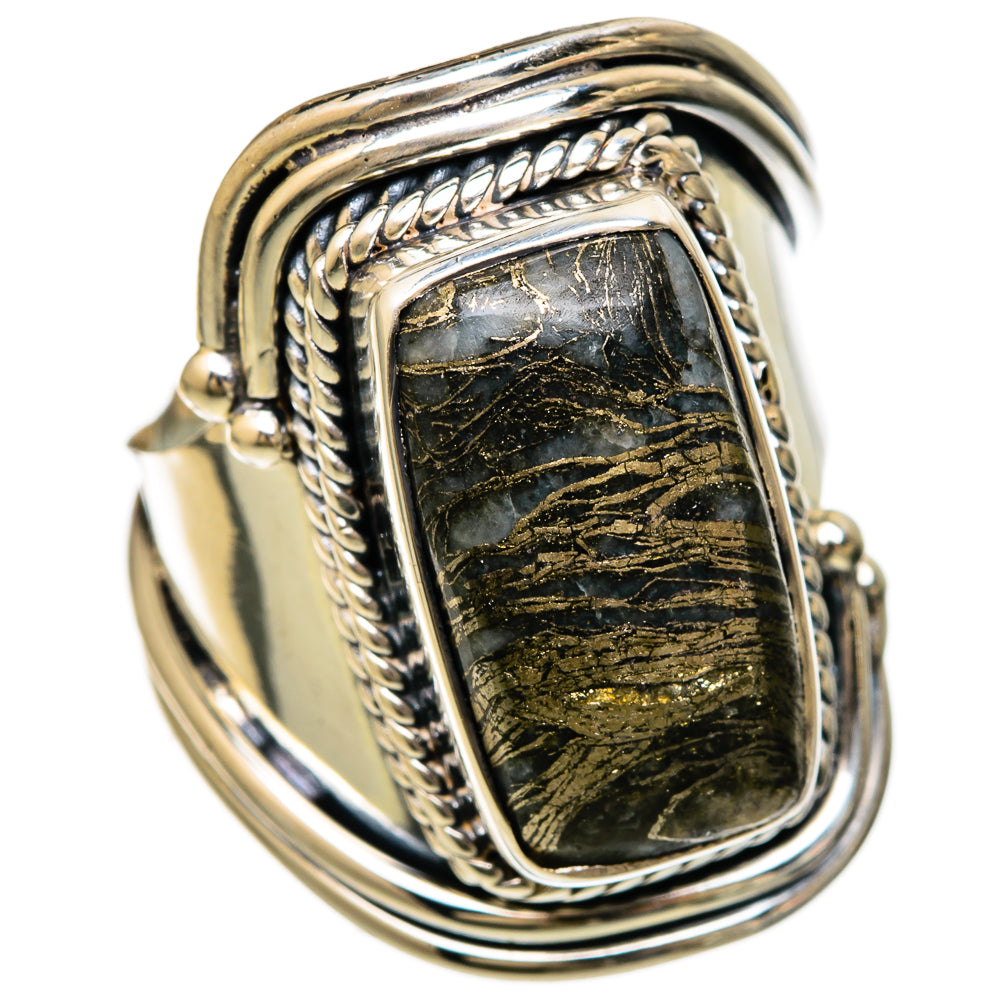Pyrite Agate Rings handcrafted by Ana Silver Co - RING104158 - Photo 2