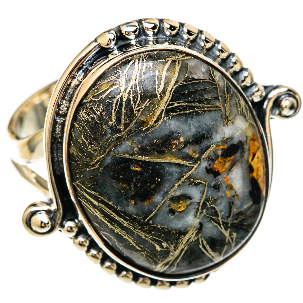 Pyrite Agate Rings handcrafted by Ana Silver Co - RING104159 - Photo 2