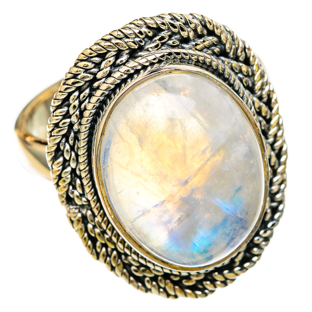 Rainbow Moonstone Rings handcrafted by Ana Silver Co - RING104204 - Photo 2