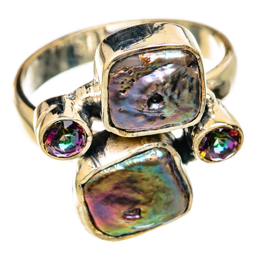 Titanium Pearl Rings handcrafted by Ana Silver Co - RING104273 - Photo 2