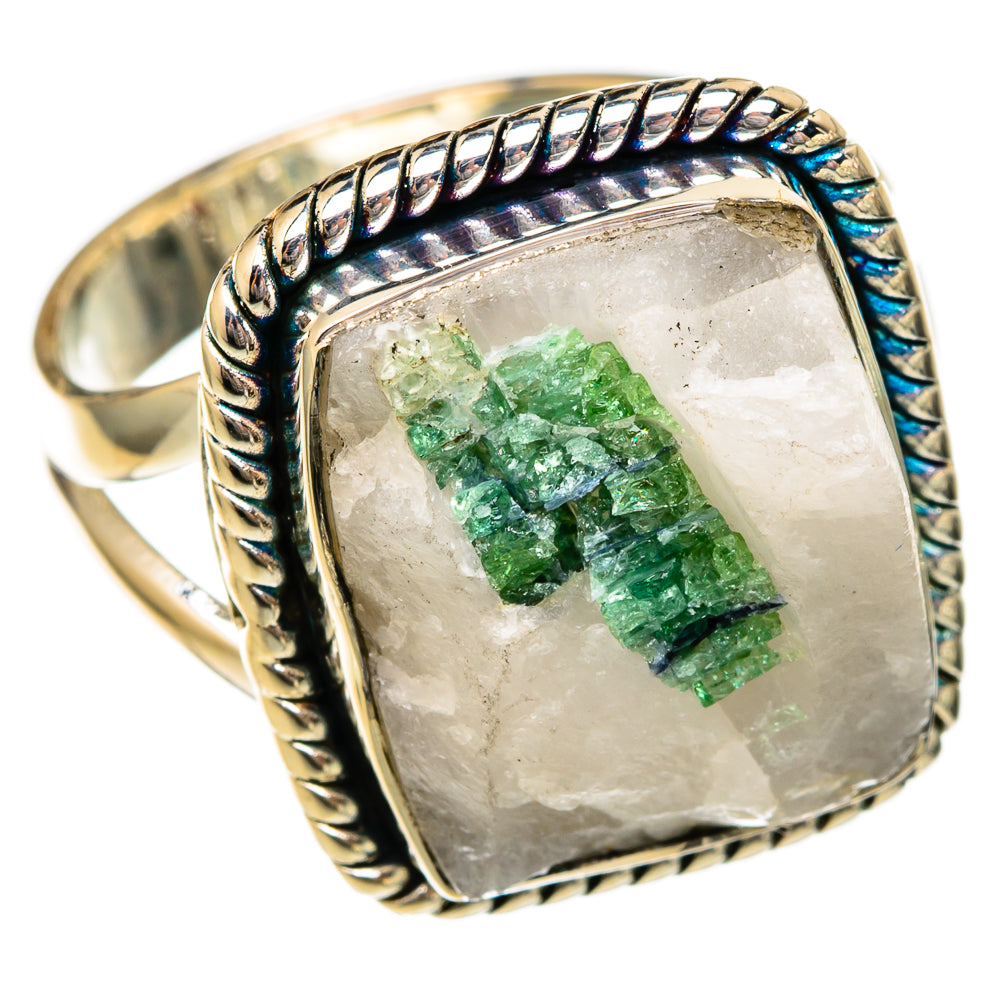 Green Tourmaline In Quartz Rings handcrafted by Ana Silver Co - RING104336 - Photo 2