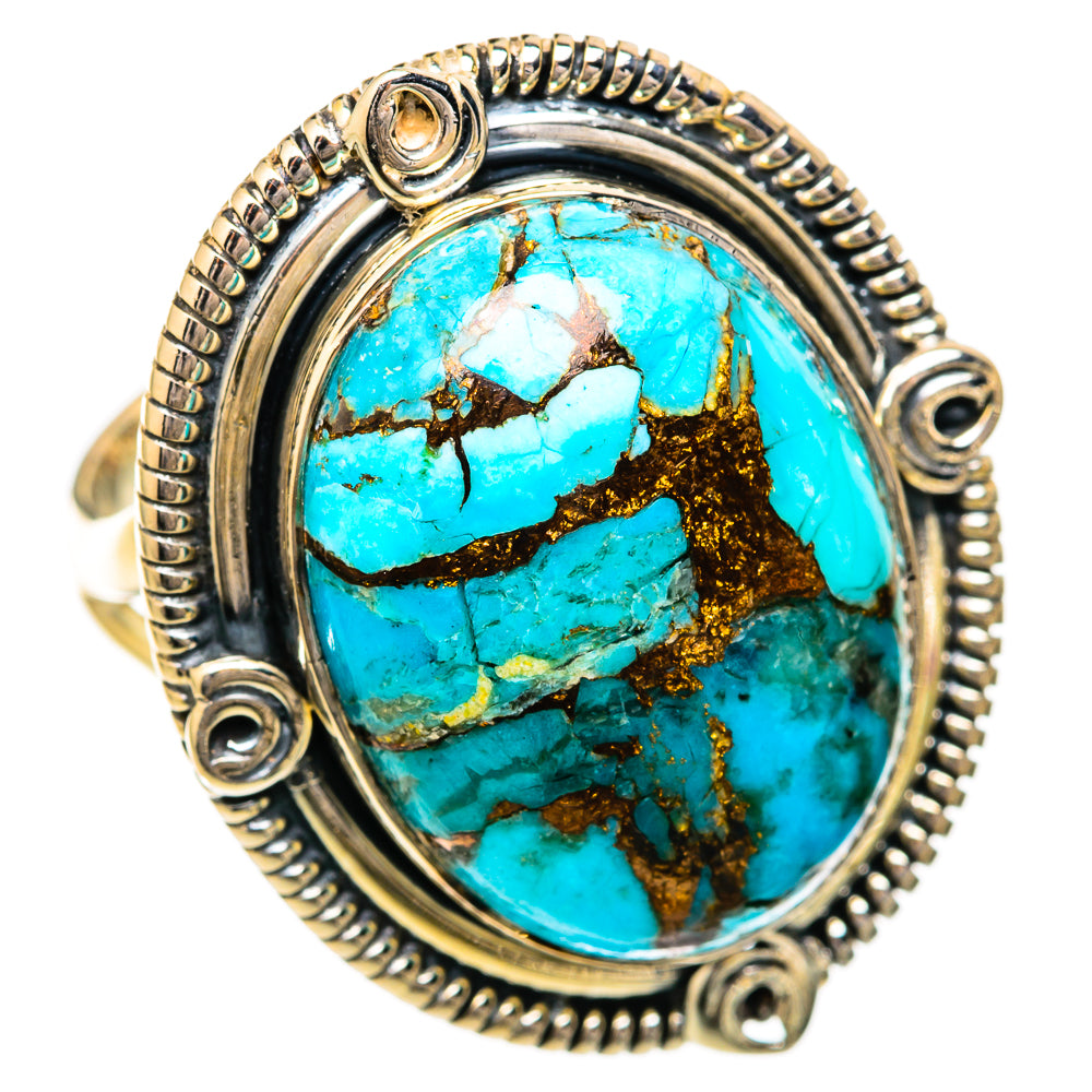 Blue Copper Composite Turquoise Rings handcrafted by Ana Silver Co - RING104347 - Photo 2