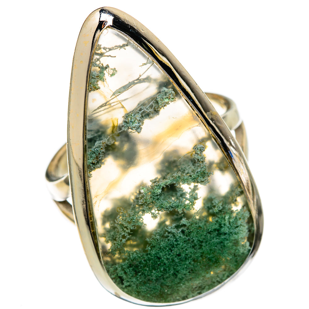 Green Moss Agate Rings handcrafted by Ana Silver Co - RING104386 - Photo 2