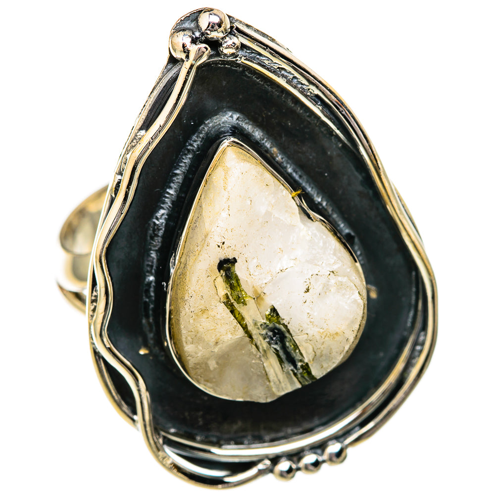 Green Tourmaline In Quartz Rings handcrafted by Ana Silver Co - RING104412 - Photo 2